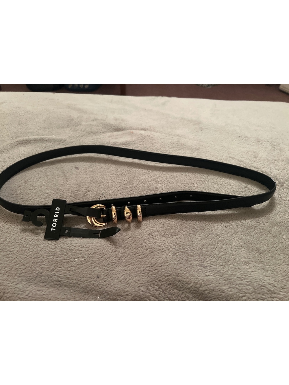Torrid Black Skinny Belt with Gold Buckle and Accents